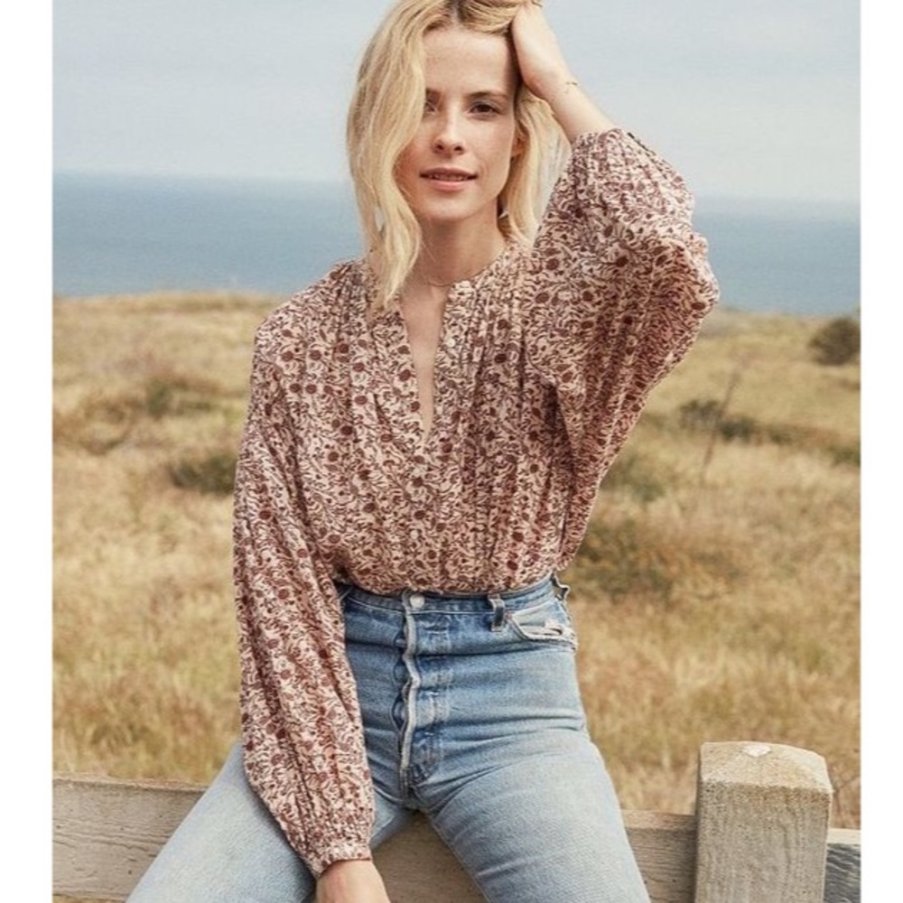 DÔEN Jane Floral Blouse in Blush Mini Earl